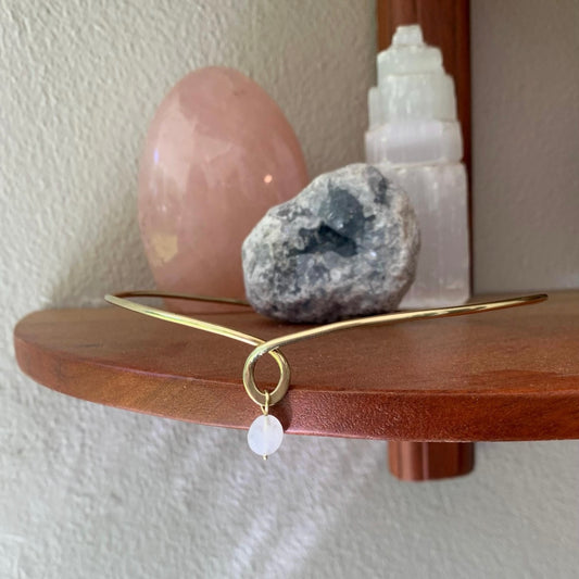 Slip On Choker | Crystal Choker Necklace | Brass | Sterling Silver | Gold Crystal Jewelry | Handmade Gift | Matching | Minimalist | Hammered