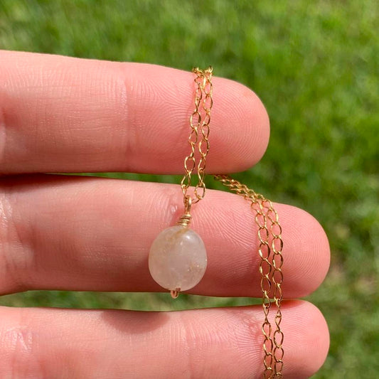 Gold Rutilated Quartz Necklace