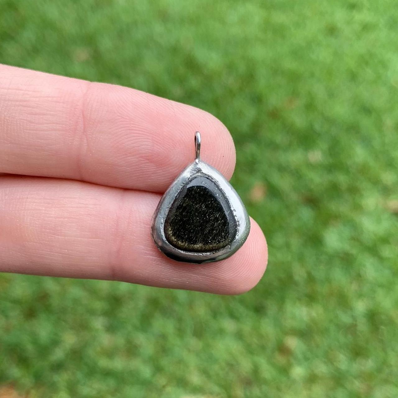 Gold Obsidian Triangle Pendant